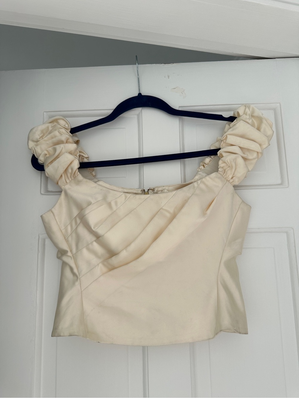 LoveShackFancy Cream Silky Ruffle Pleated Sleeveless Sample Top in Size 4